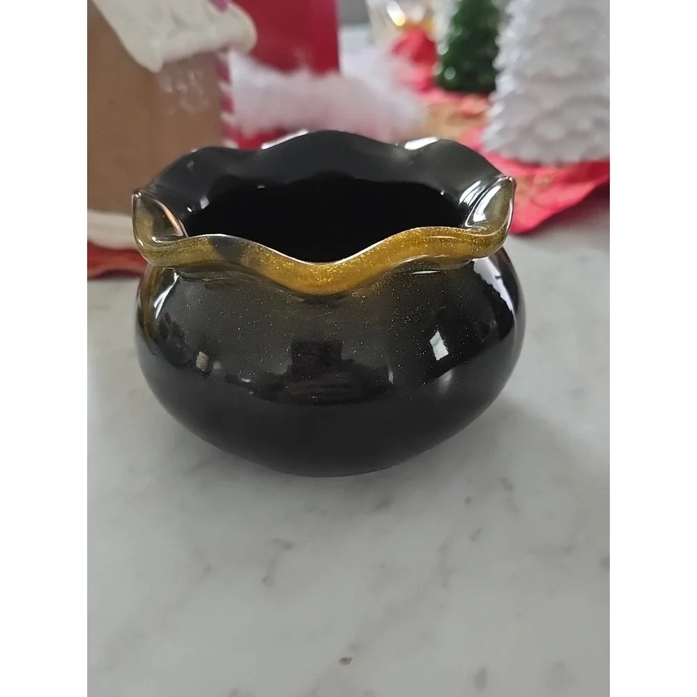 Handmade Resin Black And Gold Bowl Decoration Gift Keys Trinkets  640